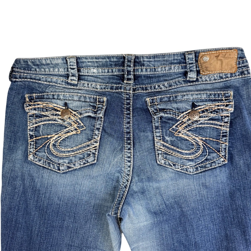 Silver Jeans Co Pioneer Distressed Bootcut Jeans Blue W1579SJ8398 Womens 18 L33 - Picture 11 of 13